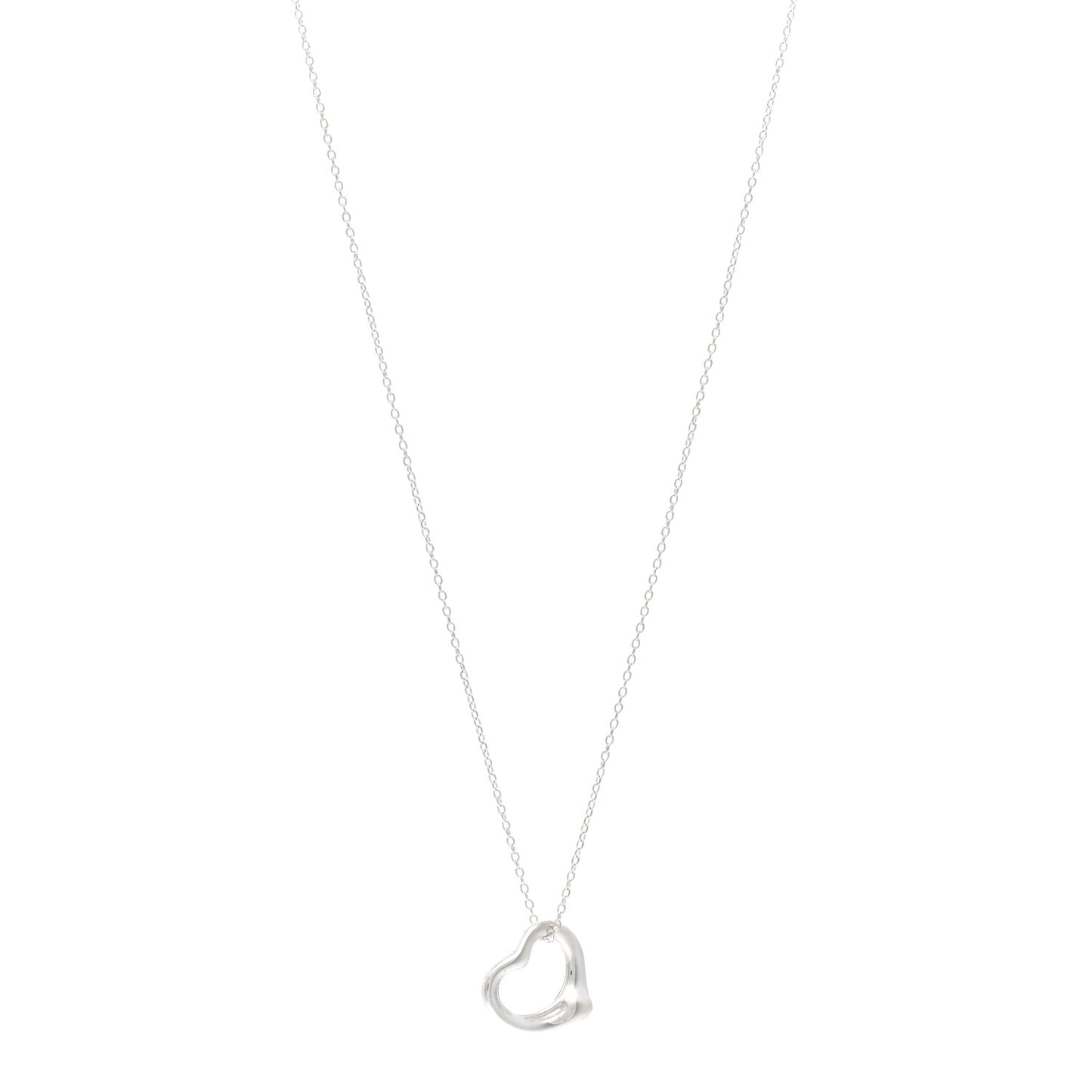 Sterling Silver 16mm Elsa Peretti Open Heart Pendant Necklace