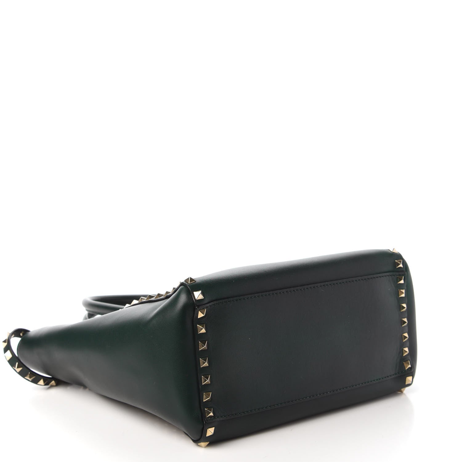 Valentino Garavani Vitello Rockstud Double Handle Tote Green 5 of 11