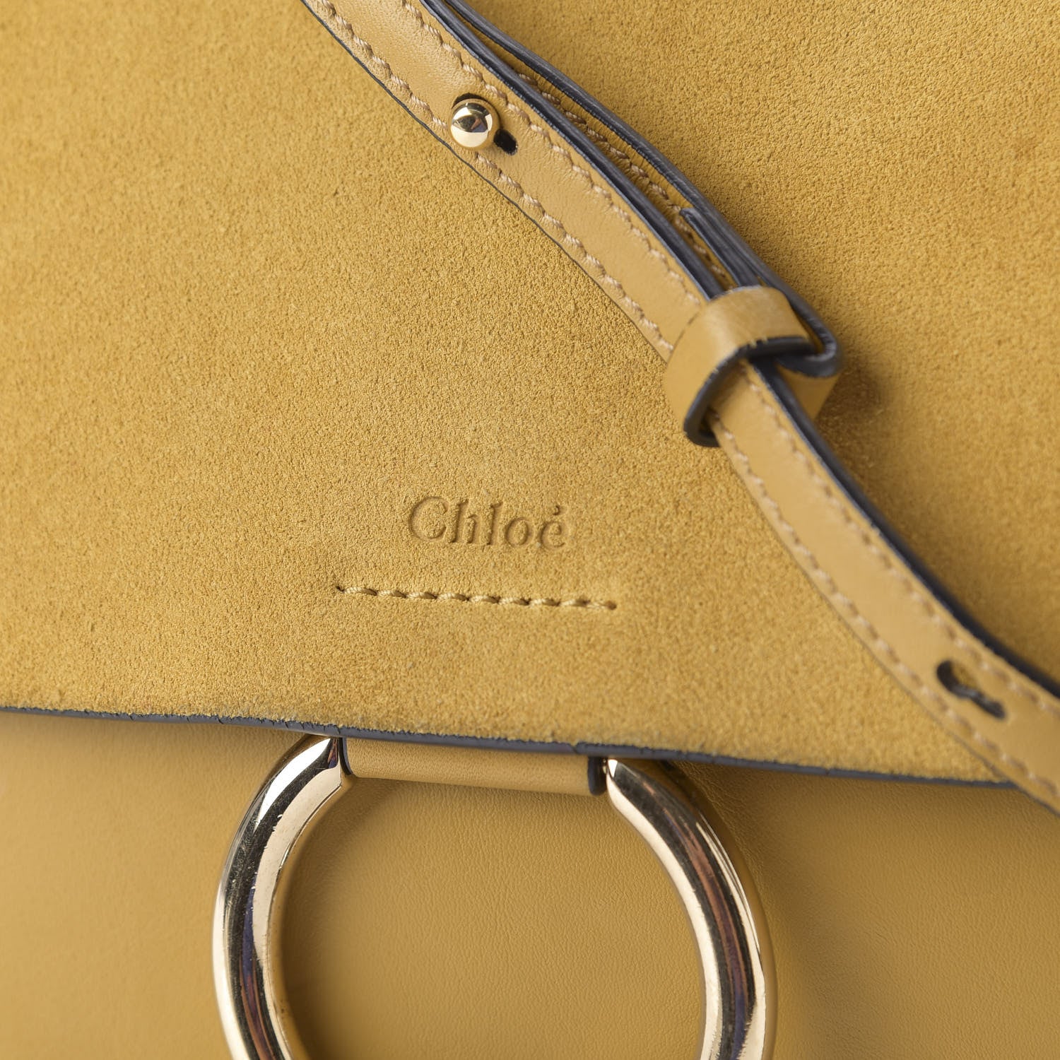 Chloe Suede Calfskin Medium Faye Shoulder Bag Dark Khaki 9 of 9