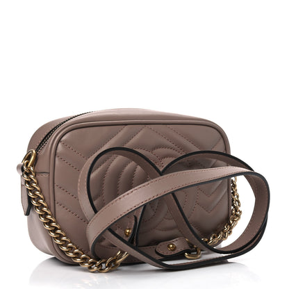 Gucci Calfskin Matelasse Mini GG Marmont Chain Shoulder Bag Porcelain Rose 2 of 4
