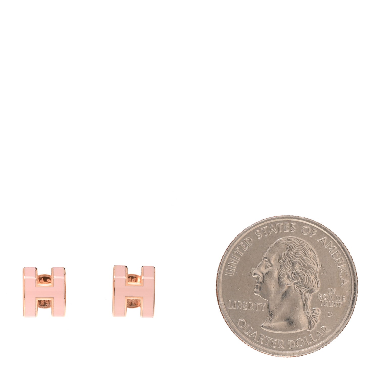Hermes Rose Gold Lacquered Mini Pop H Earrings Rose Sakura 2 of 7
