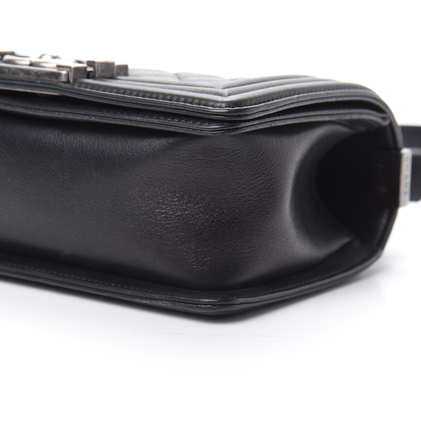 Calfskin Quilted Small Boy Flap Black
