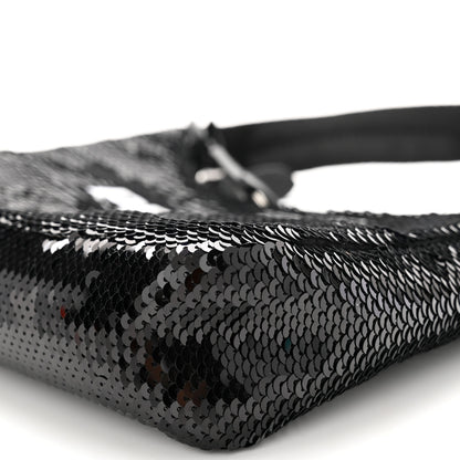 Prada Paillettes Sequin Mini Re-Edition 2000 Bag Black White 11 of 12