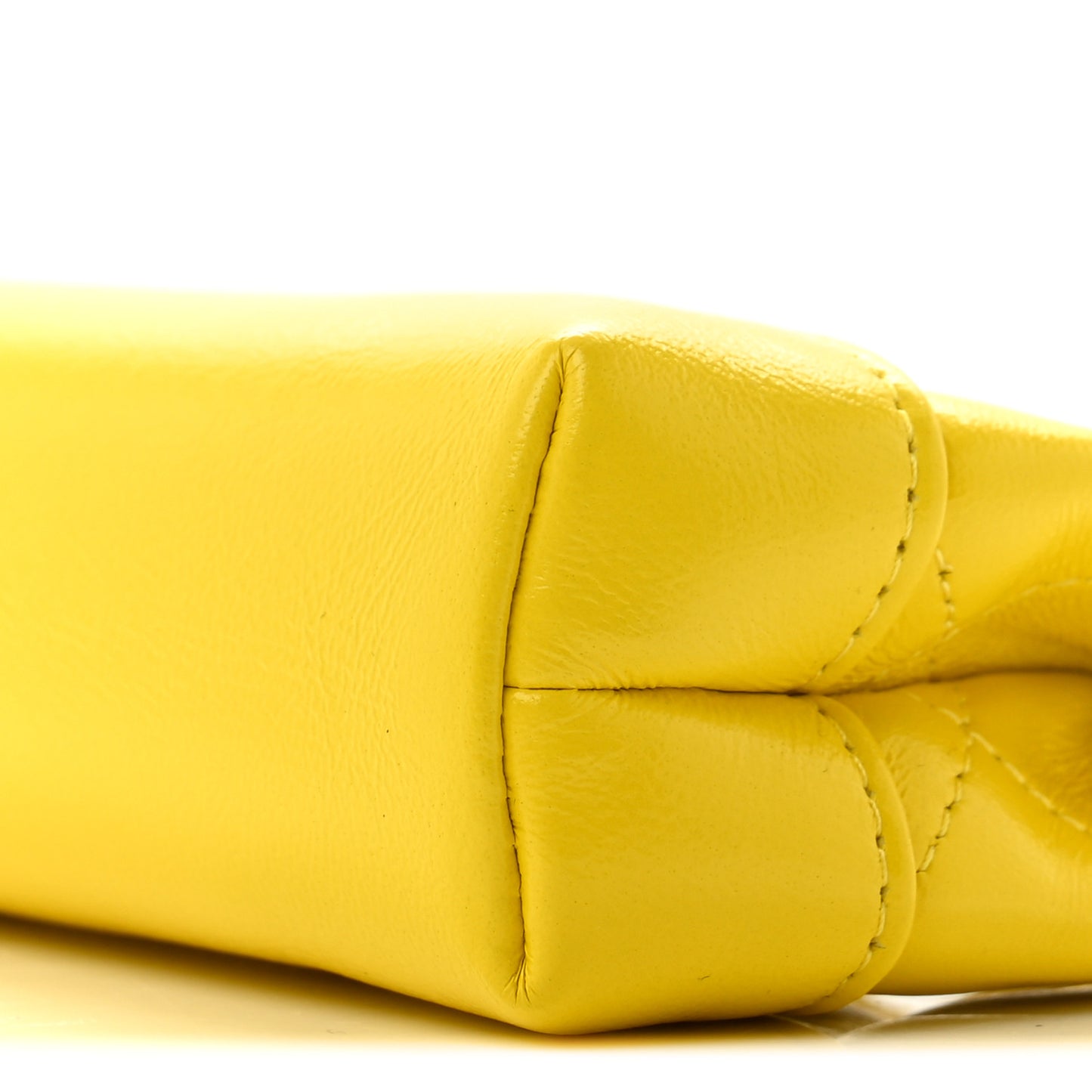 Shiny Lambskin Quilted Micro 31 Clutch With Chain Yellow