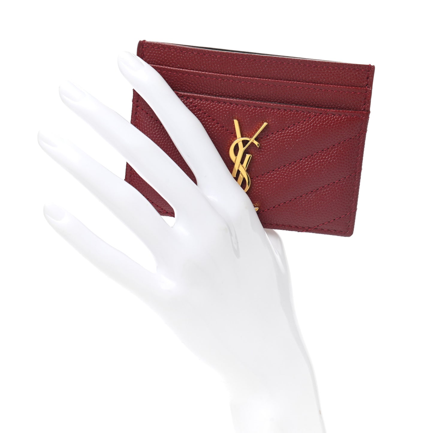Grain De Poudre Matelasse Chevron Monogram Credit Card Case Palissandre
