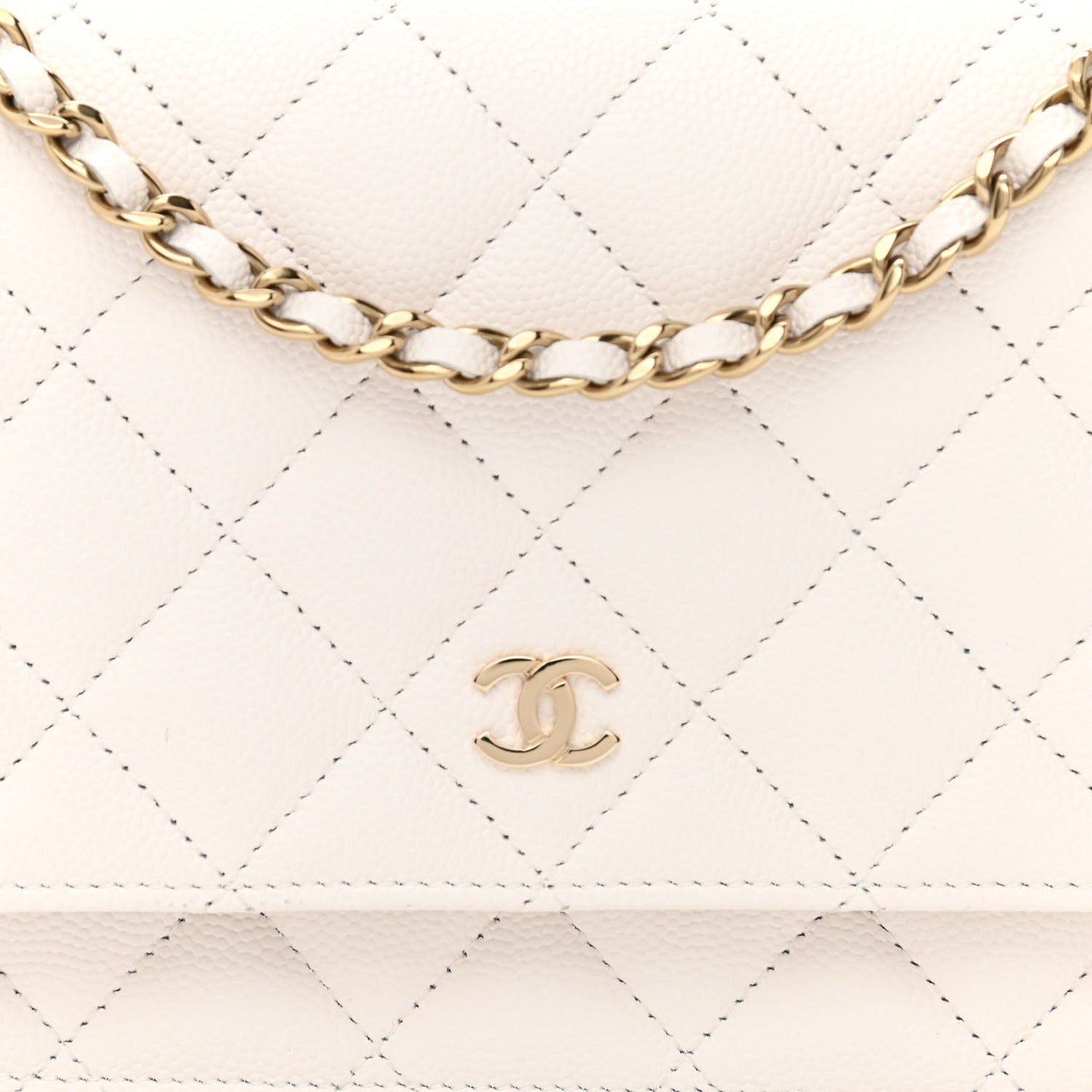 Caviar Quilted Wallet On Chain WOC White