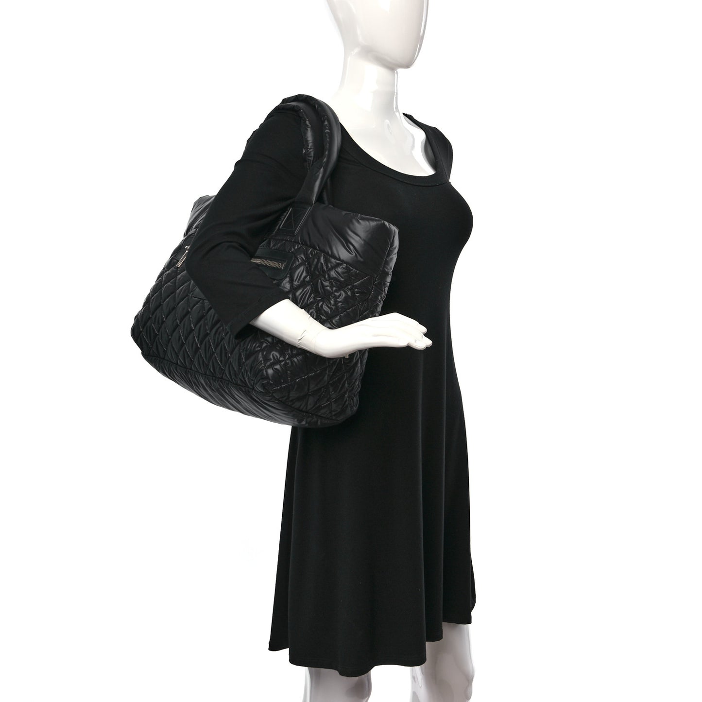 Nylon Quilted Large Coco Cocoon Tote Black