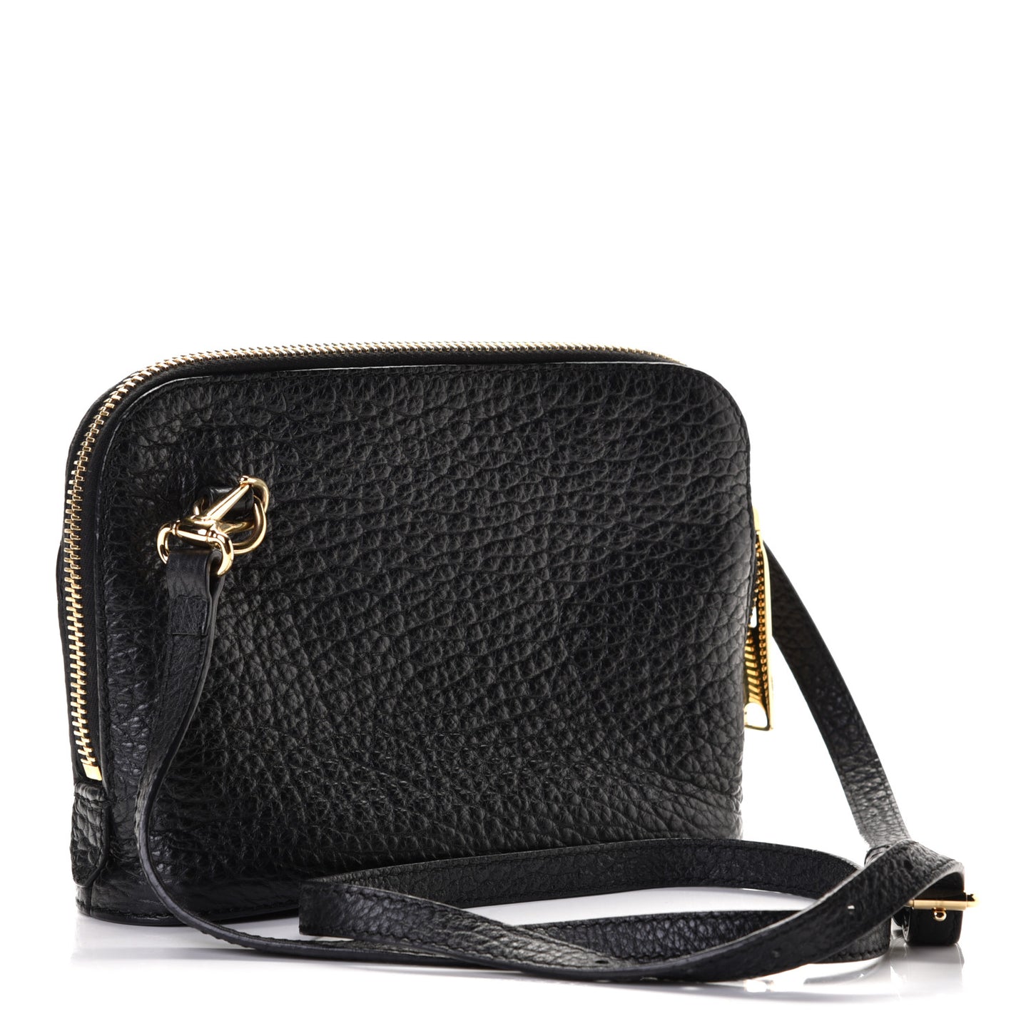 Signature Grain Calfskin Crossbody Bag Black