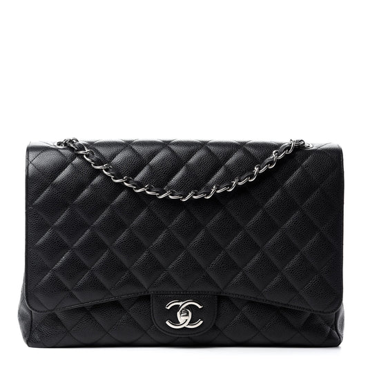 Caviar Quilted Maxi Double Flap Black