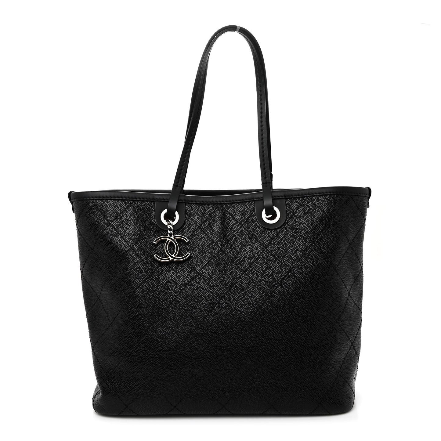 Grained Calfskin Shopping Fever Tote Black