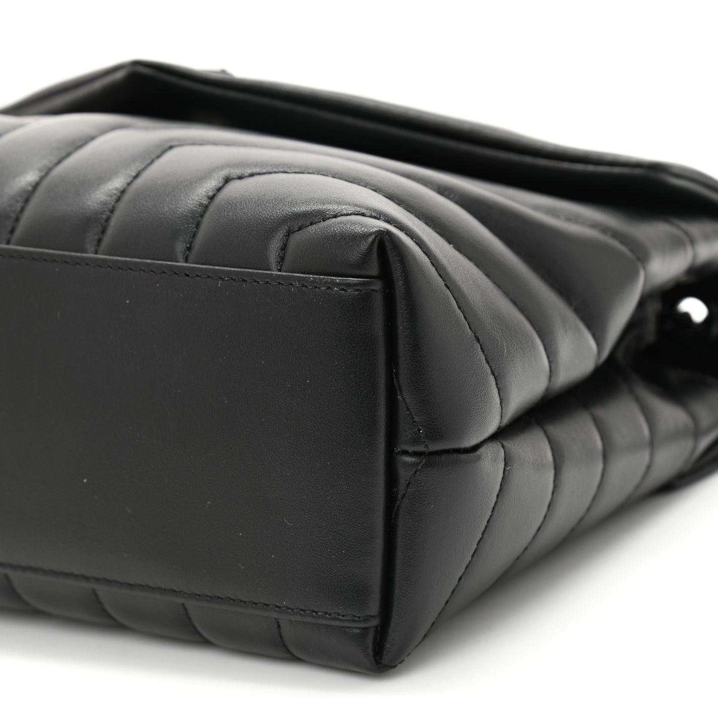Calfskin Y Quilted Monogram Monochrome Small Loulou Chain Satchel Black