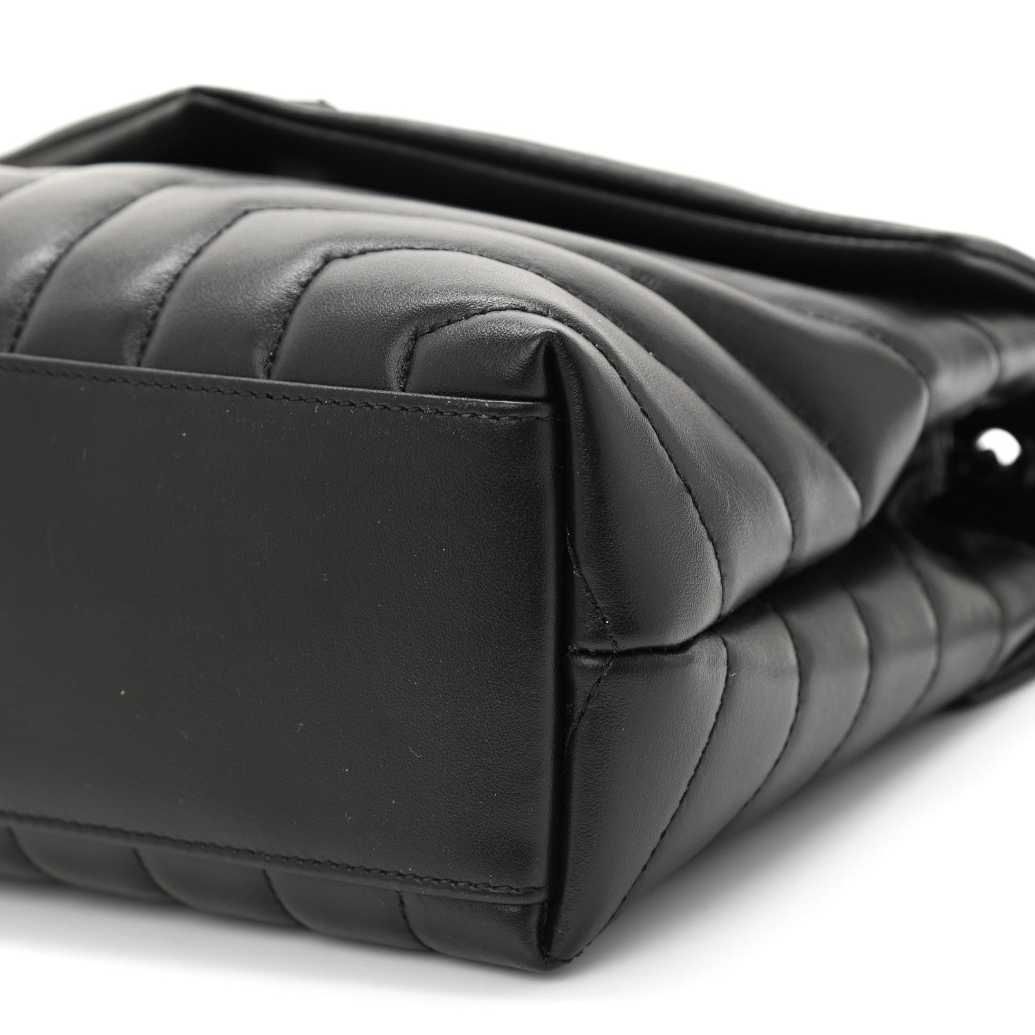 Saint Laurent Calfskin Y Quilted Monogram Monochrome Small Loulou Chain Satchel Black 9 of 9