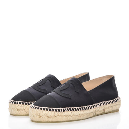 Chanel Satin CC Espadrilles 38 Black 3 of 10