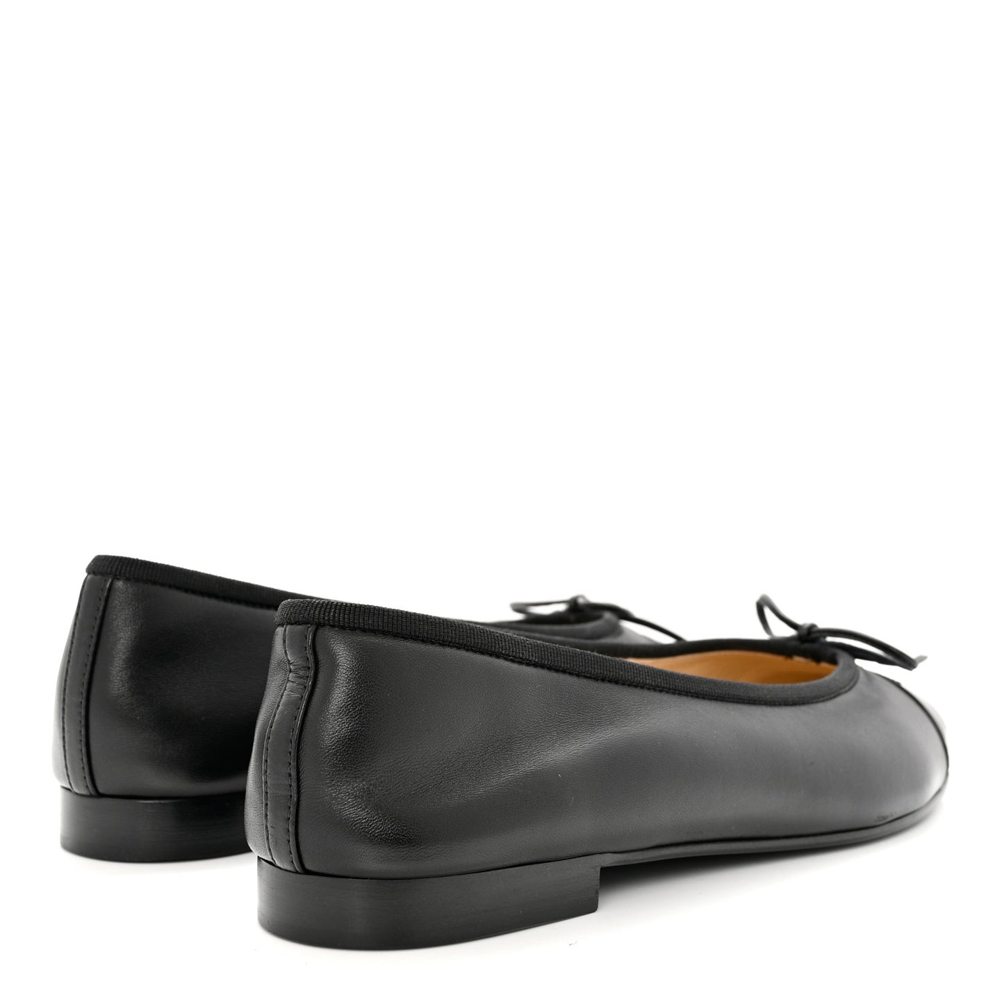 Lambskin Patent Cap Toe Ballerina Flats 41 Black