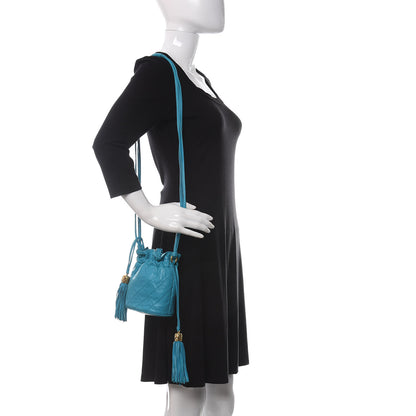 Chanel Lambskin Quilted Tassel Drawstring Pouch Blue 2 of 12