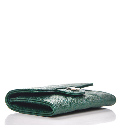 Chanel Metallic Caviar Quilted Card Holder Green 4 of 9