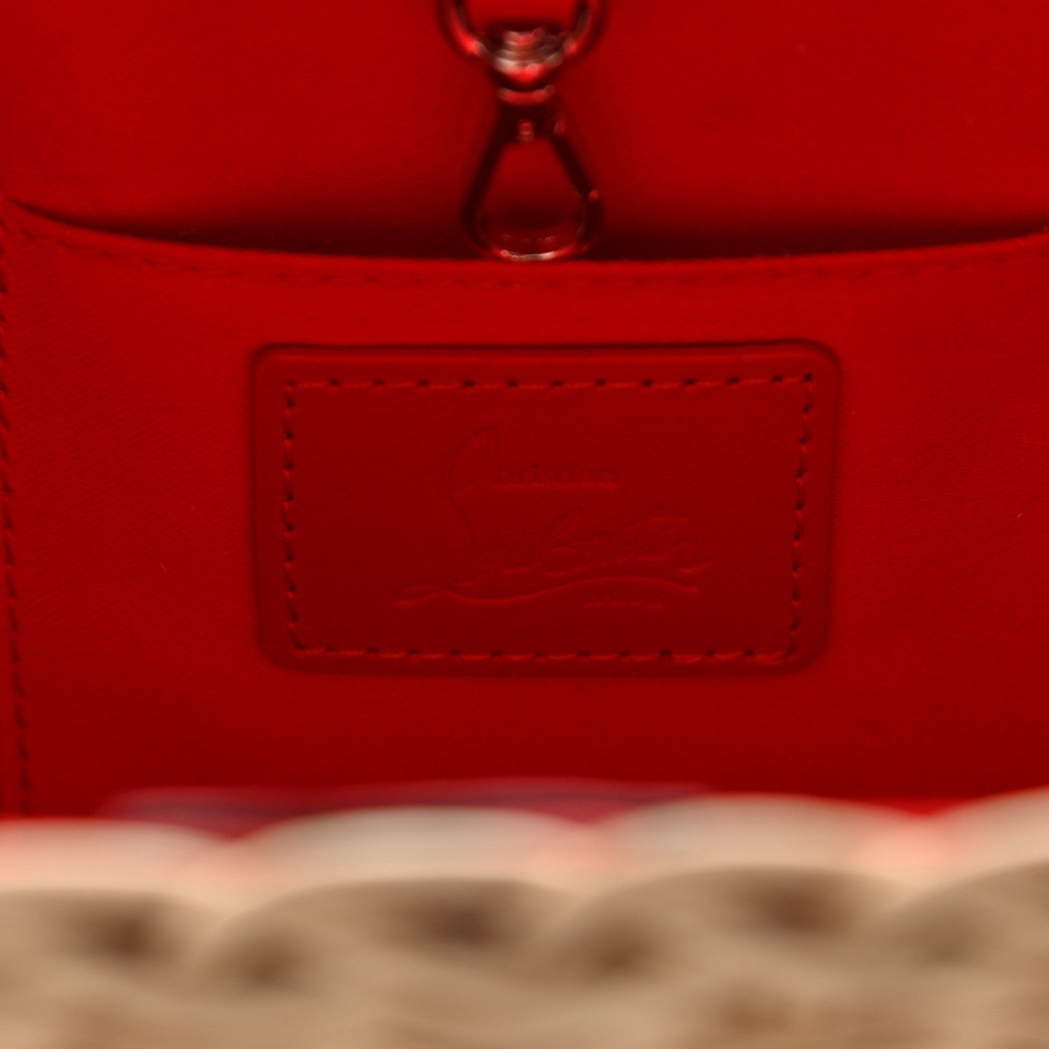 Christian Louboutin Raffia Calfskin Cabata Mini Spiked Tote Beige 8 of 9
