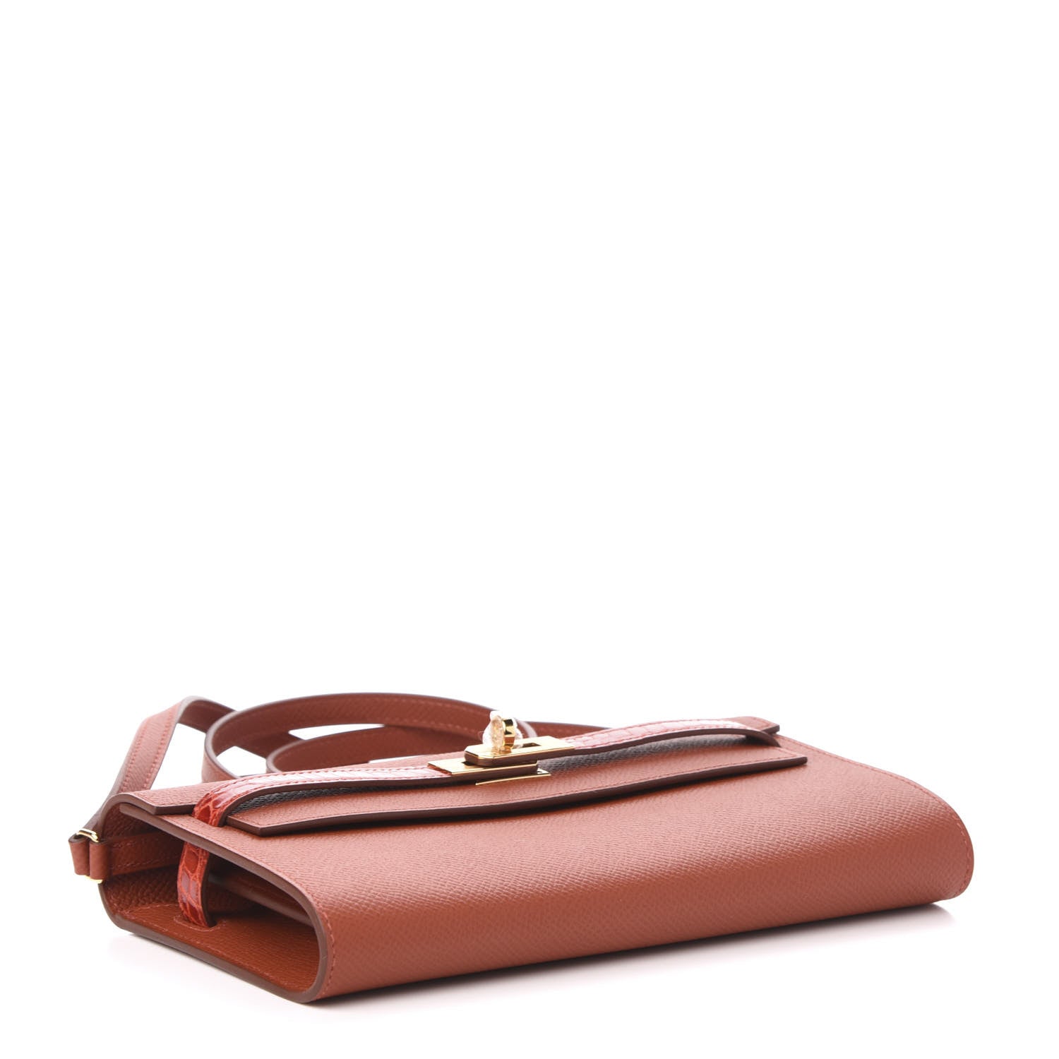 Hermes Epsom Shiny Alligator Touch Kelly Wallet To Go Brique Sanguine 4 of 10