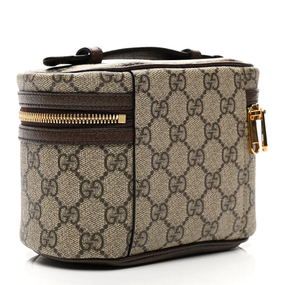 Gucci GG Supreme Monogram Textured Calfskin Web Ophidia Vanity Cosmetic Case Beige Ebony New Acero 3 of 7