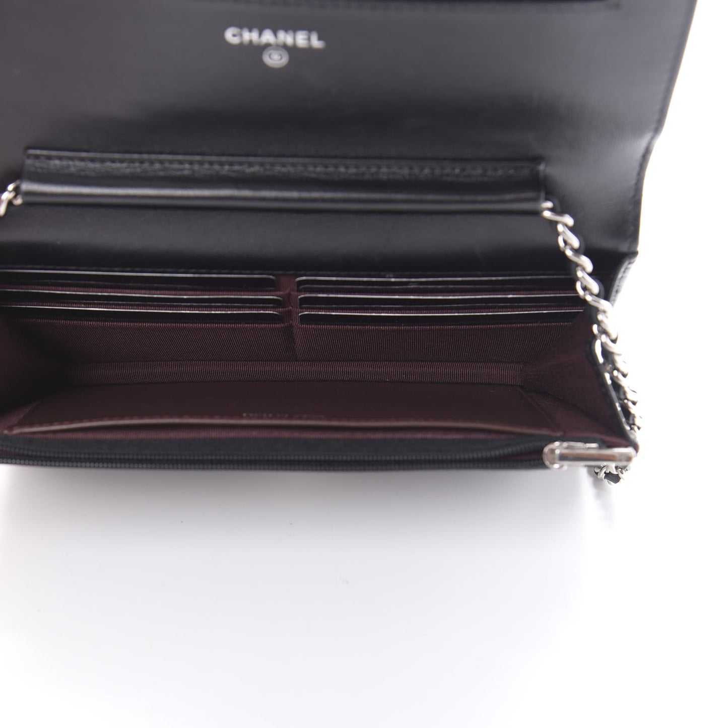Lambskin Quilted Wallet On Chain WOC Black
