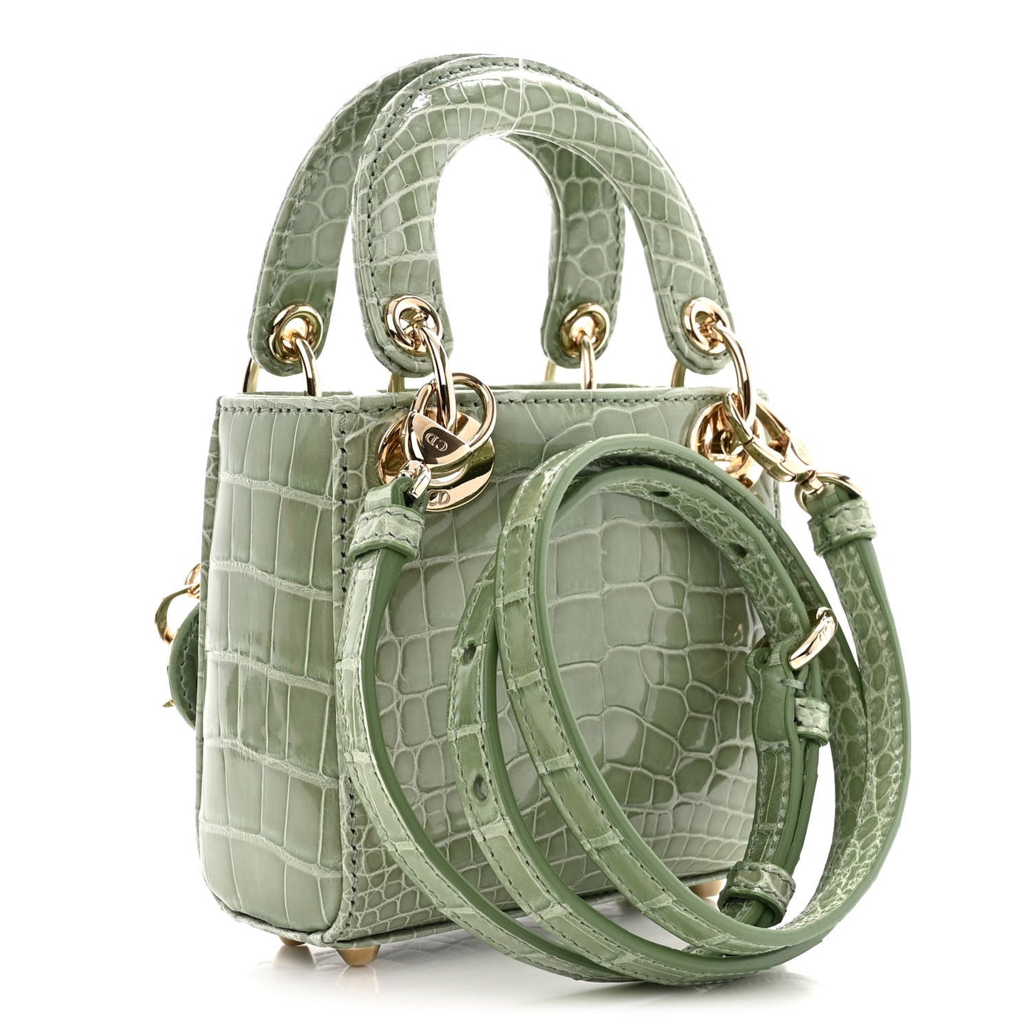 Shiny Crocodile Micro Lady Dior Green