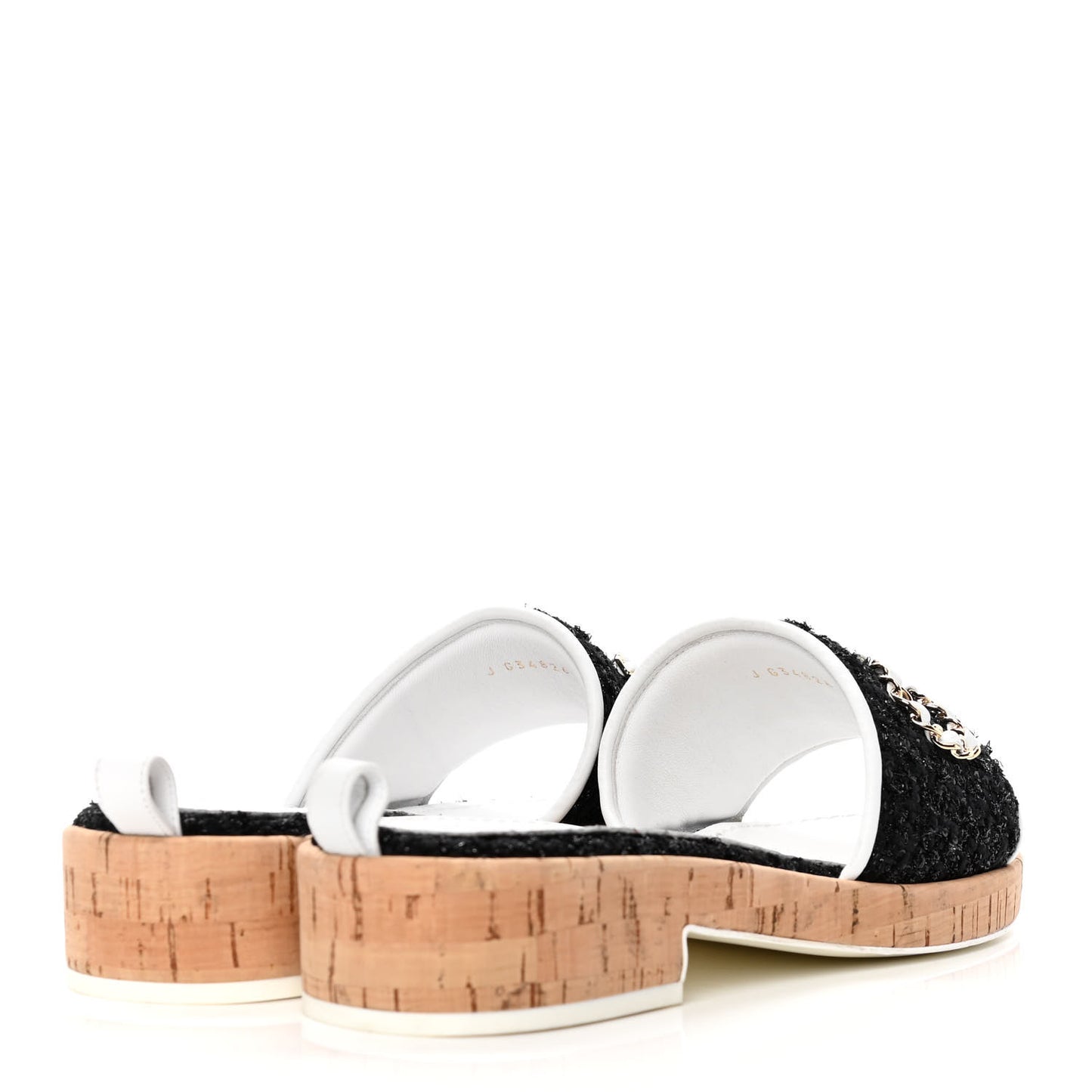 Tweed Lambskin Logo Mules 38 Black