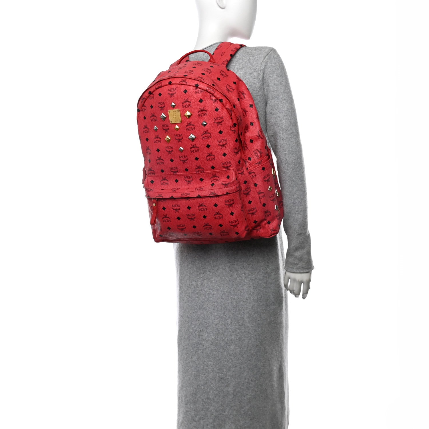 MCM Visetos Large Sprinkle Stud Stark Backpack Corail 2 of 10