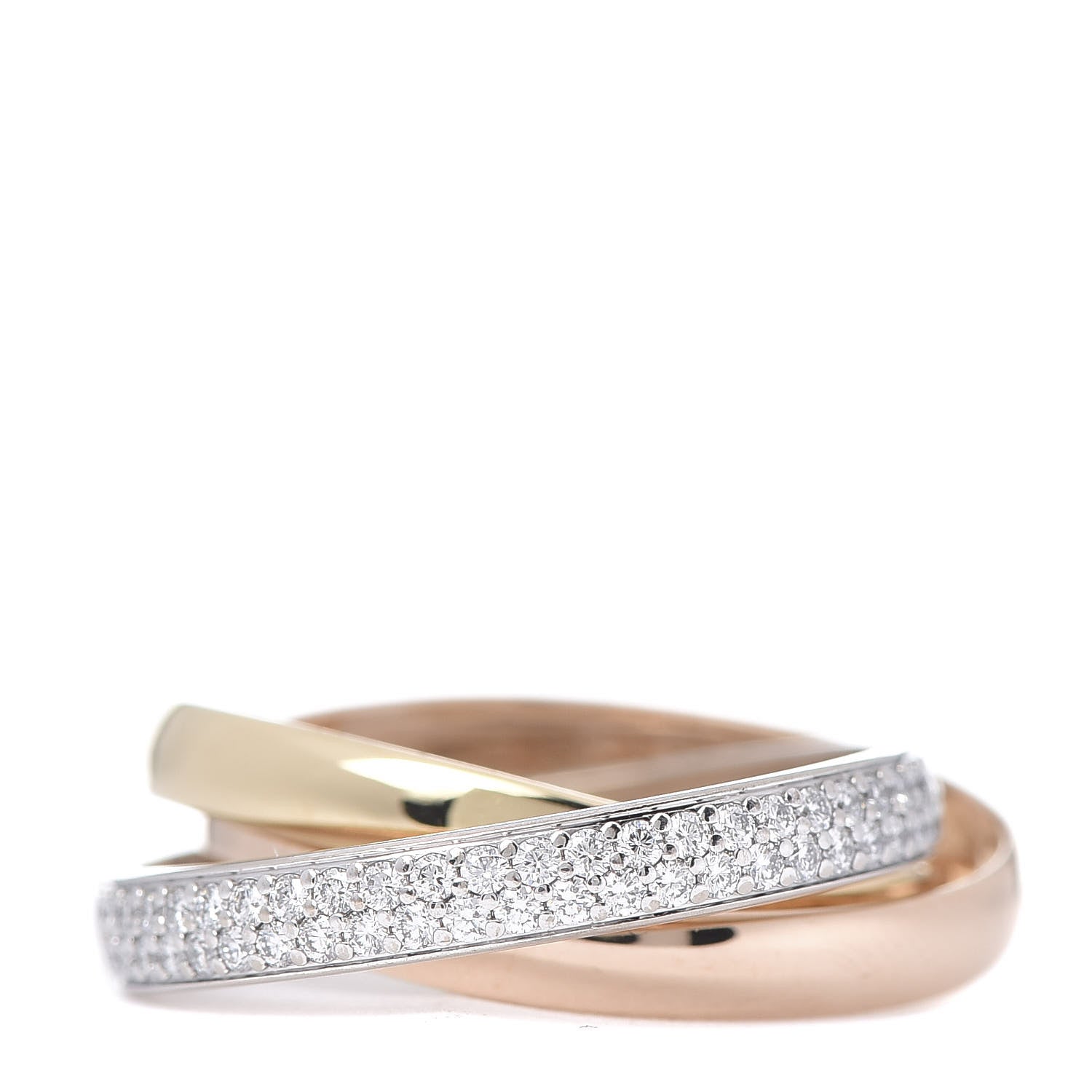 Cartier 18K White Yellow Pink Gold Diamond Small Trinity Paved Ring 51 5.75 3 of 4