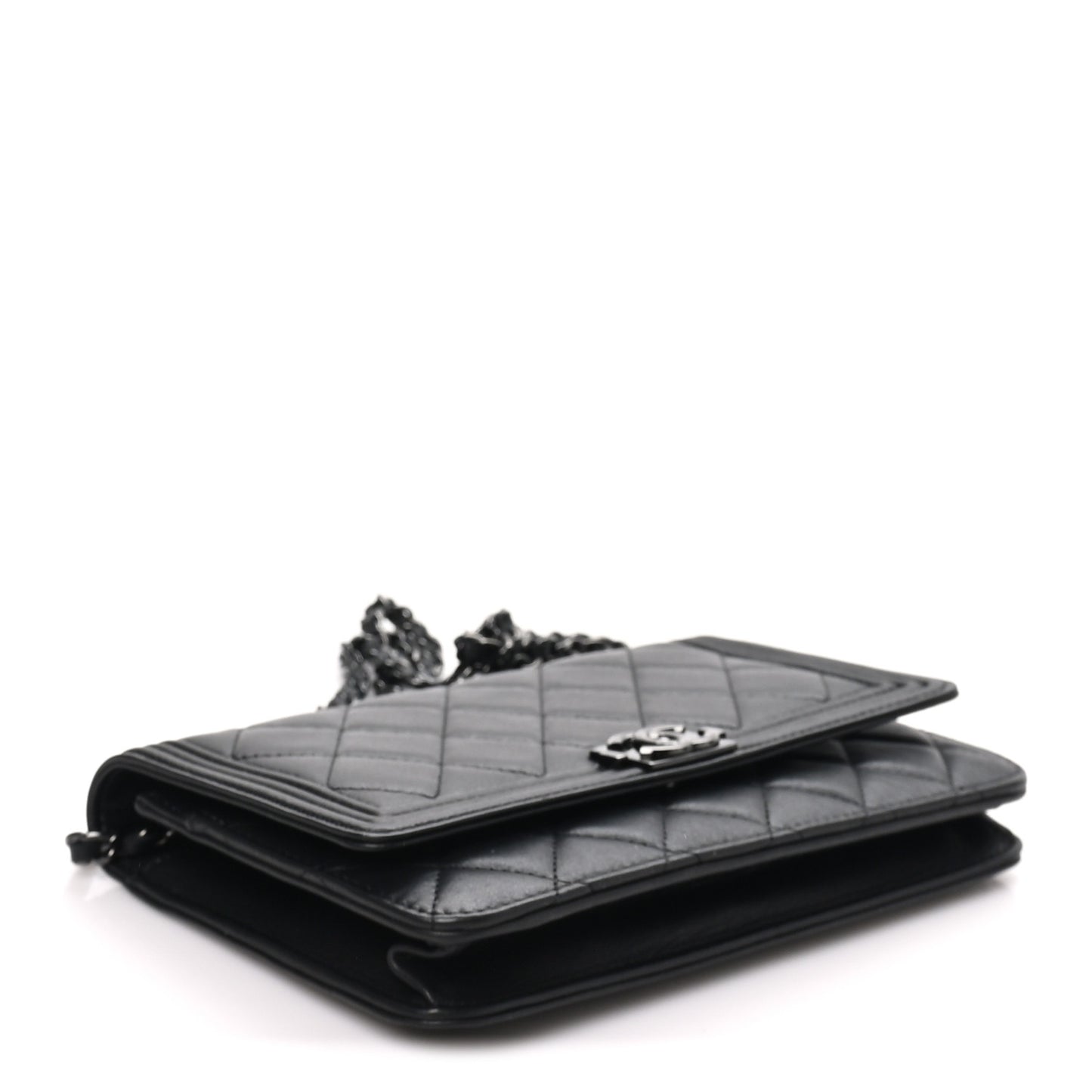 Lambskin Quilted Boy Wallet On Chain WOC So Black