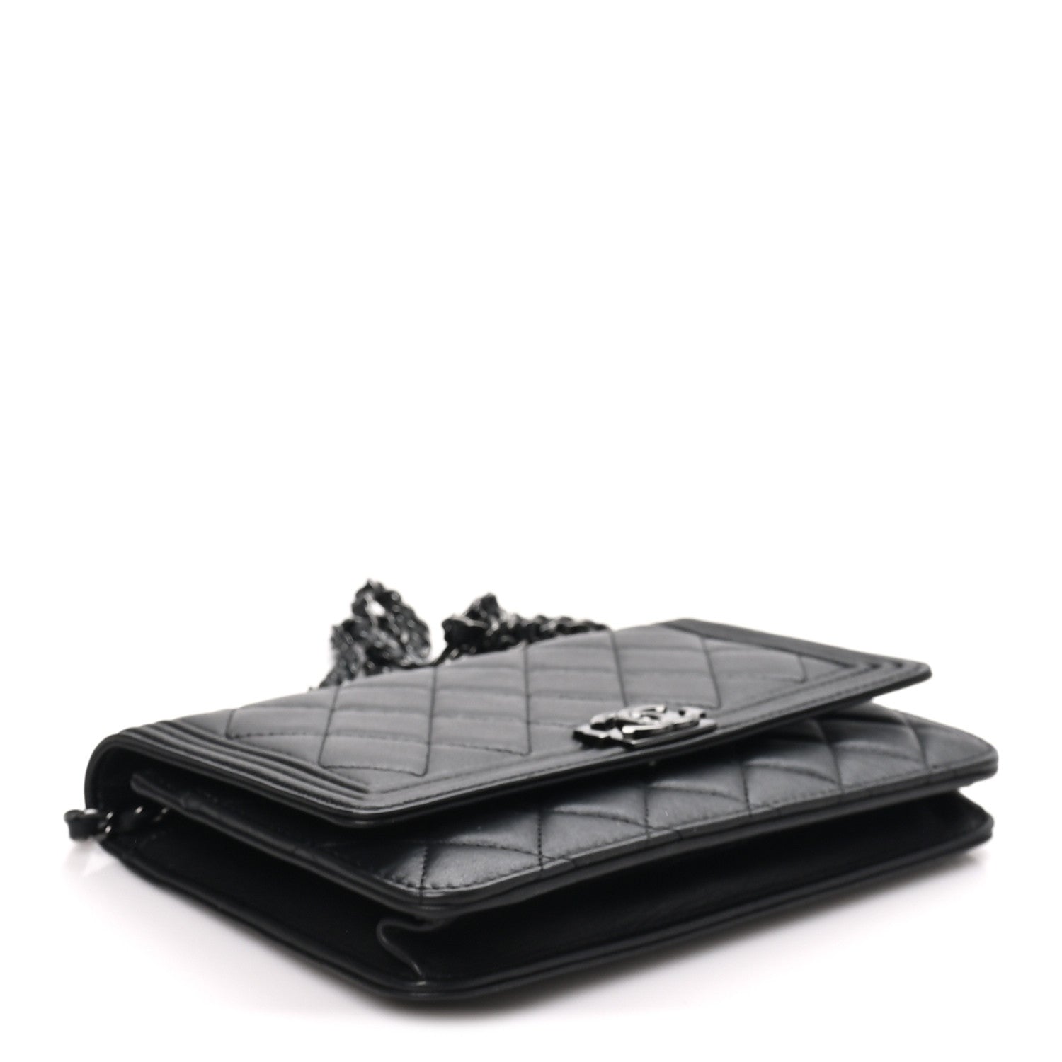 Chanel Lambskin Quilted Boy Wallet On Chain WOC So Black 4 of 10