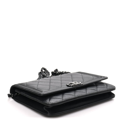 Chanel Lambskin Quilted Boy Wallet On Chain WOC So Black 4 of 10