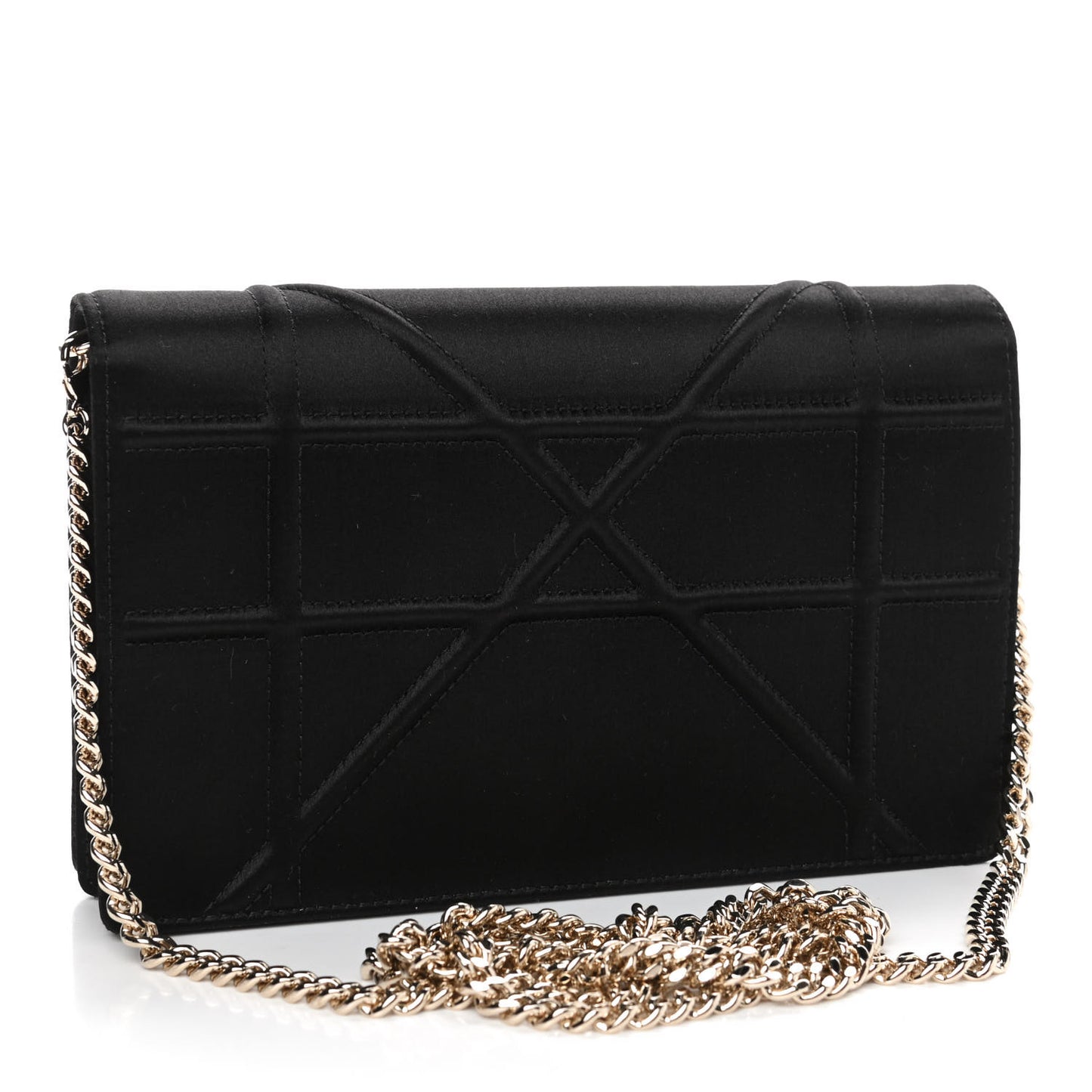 Satin Diorama Wallet on Chain Pouch Black