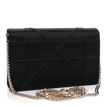 Christian Dior Satin Diorama Wallet on Chain Pouch Black 2 of 4