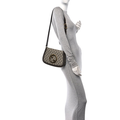 Gucci GG Supreme Monogram Textured Dollar Calfskin Blondie Chain Shoulder Flap Bag Beige Ebony New Acero 1 of 13