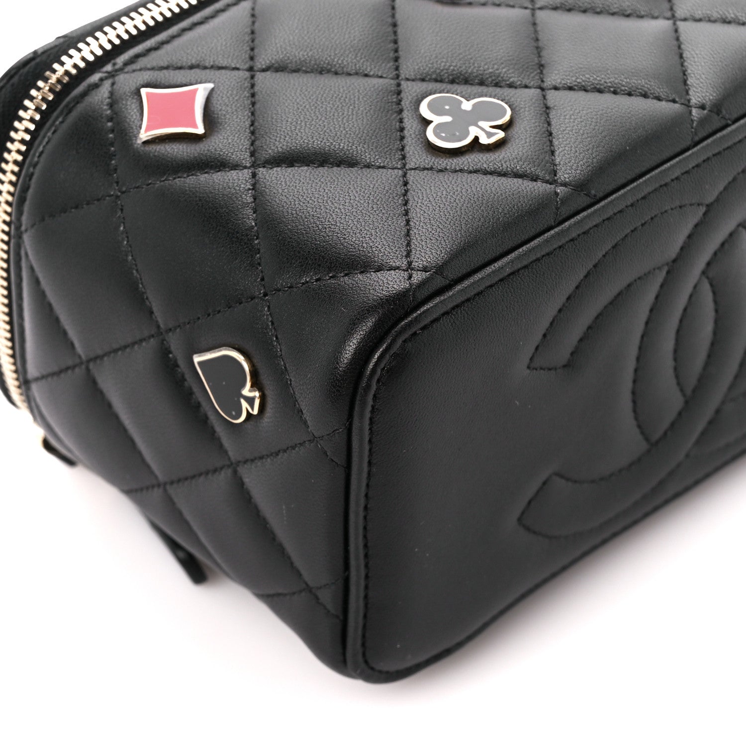 Chanel Caviar Quilted Enamel Coco Casino Small Vanity Case With Chain Black 9 of 12