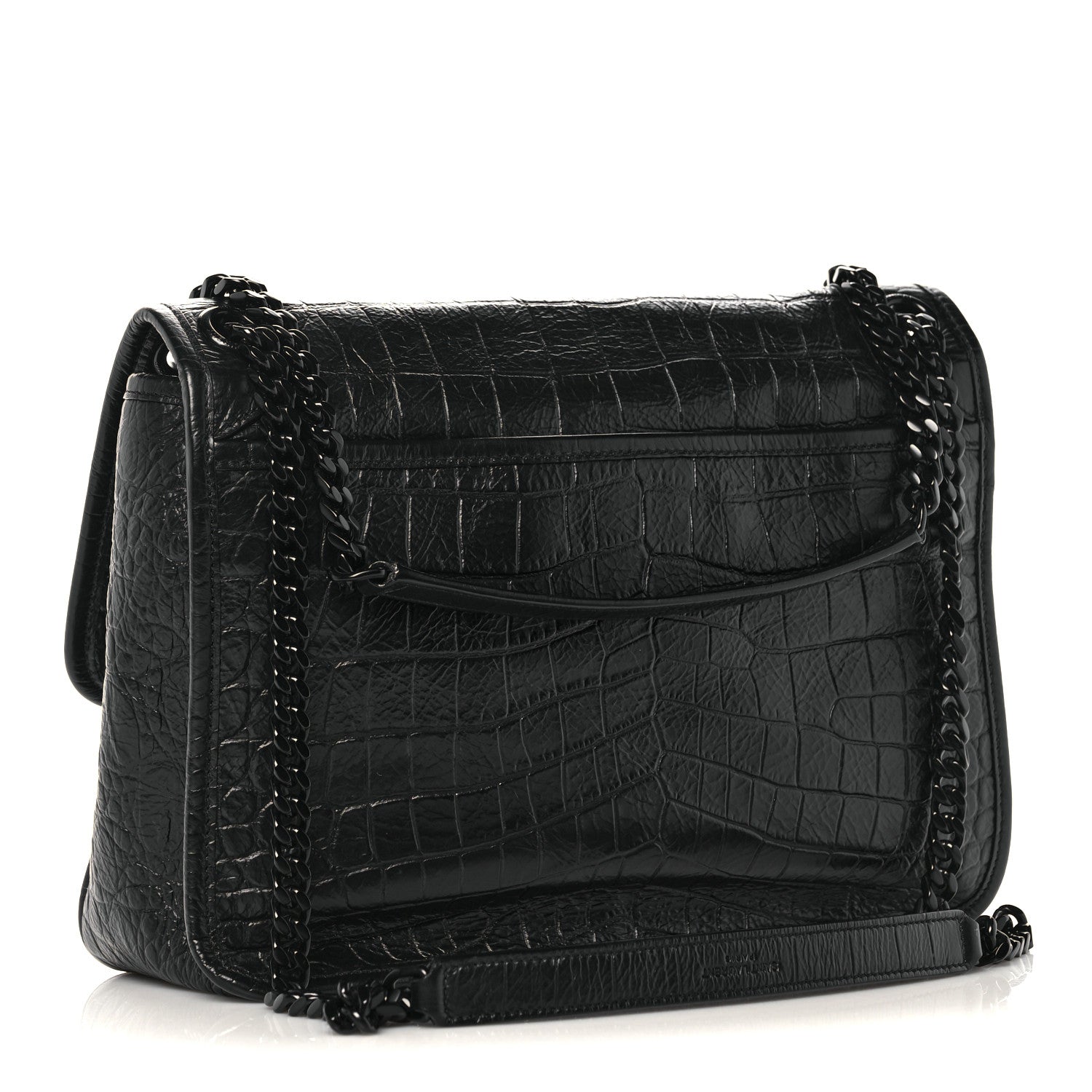 Saint Laurent Crocodile Embossed Lambskin Monogram Medium Niki Chain Satchel Black 3 of 11