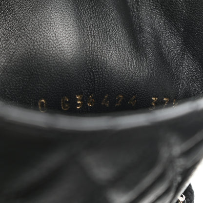 Chanel Shiny Lambskin Quilted Lace Up Combat Boots 37.5 Black 8 of 9