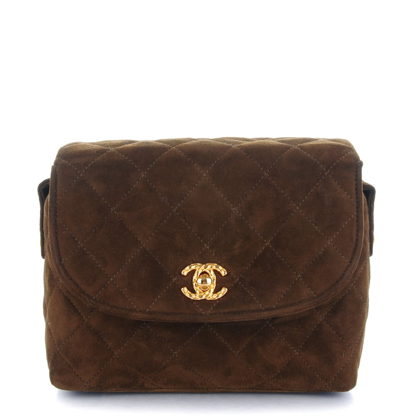 Suede Quilted Shoulder Bag Brown