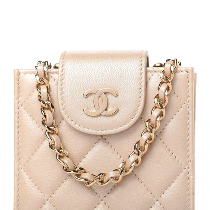 Chanel Metallic Lambskin Quilted CC Phone Holder Light Gold 10 of 11