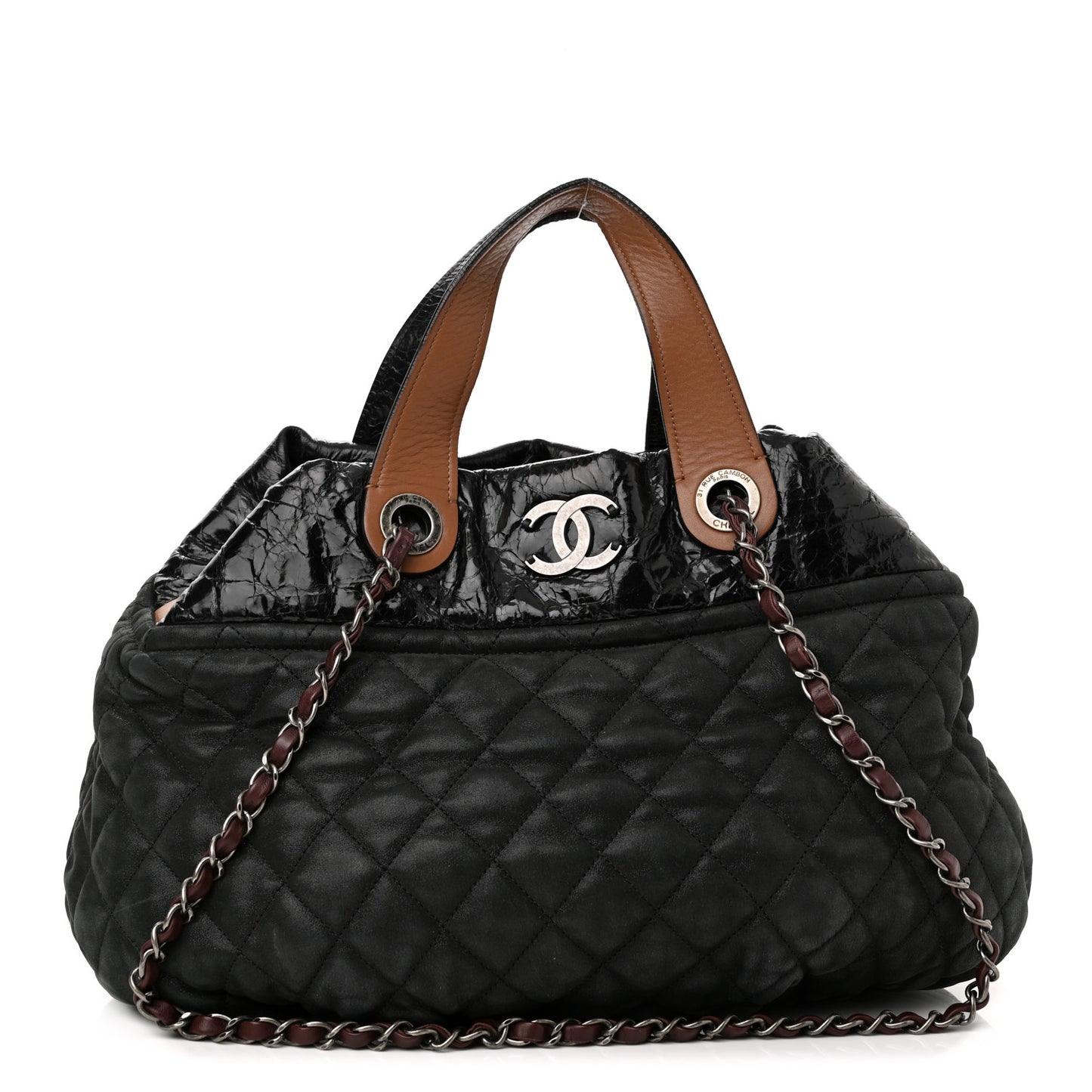 Iridescent Calfskin In the Mix Tote Black