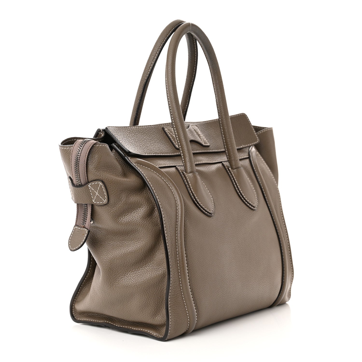 Celine Drummed Calfskin Mini Luggage Souris 3 of 11