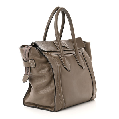 Celine Drummed Calfskin Mini Luggage Souris 3 of 11