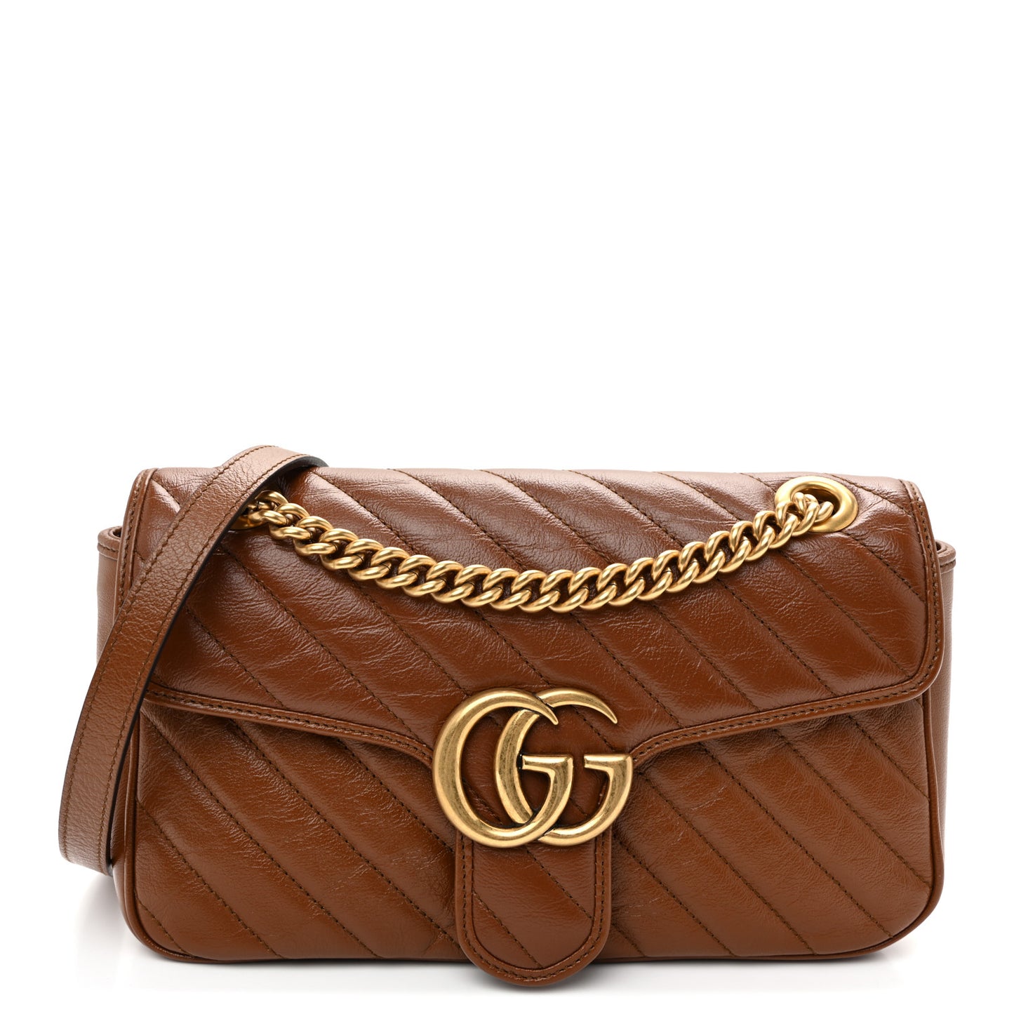 Azalea Calfskin Matelasse Diagonal Small GG Marmont Shoulder Bag Cuir