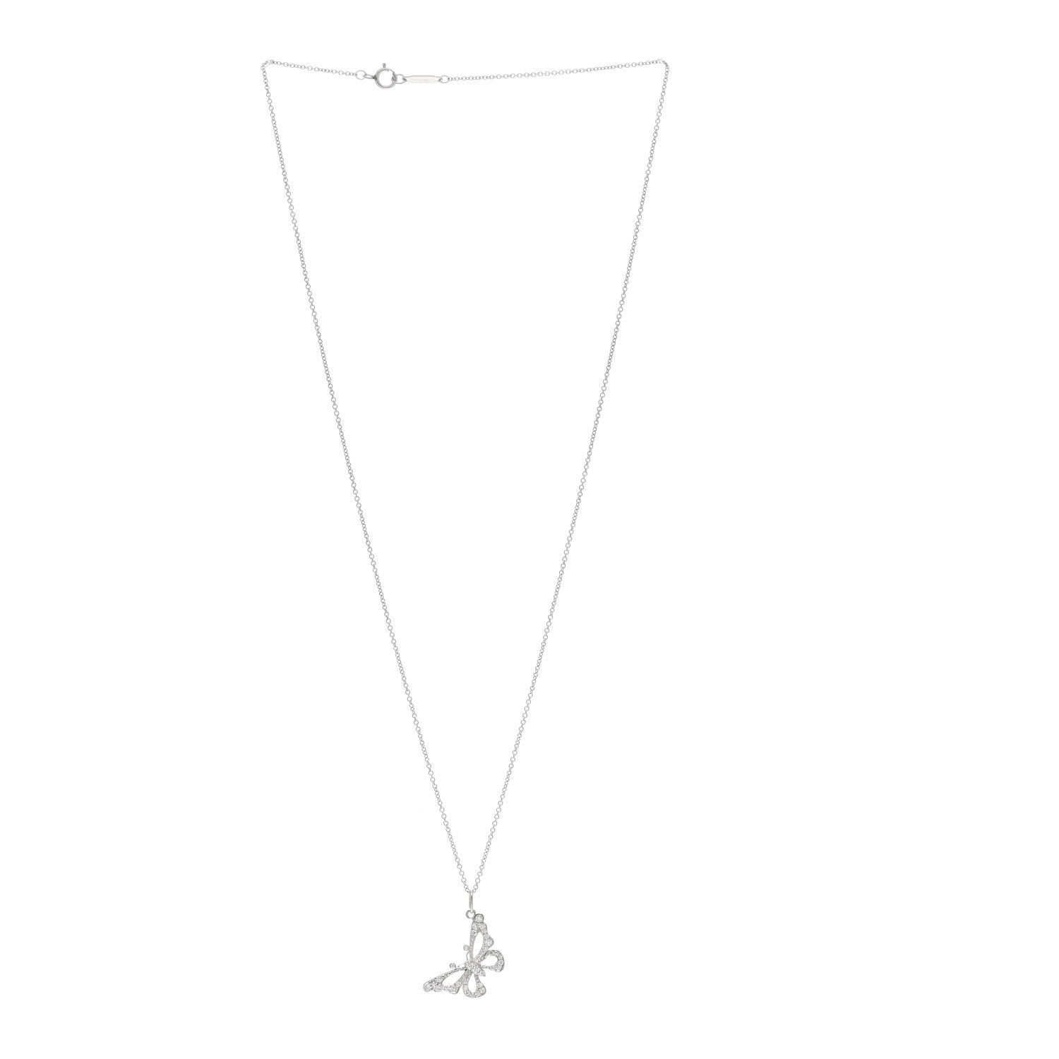 Tiffany Platinum Diamond Enchant Butterfly Necklace 3 of 6
