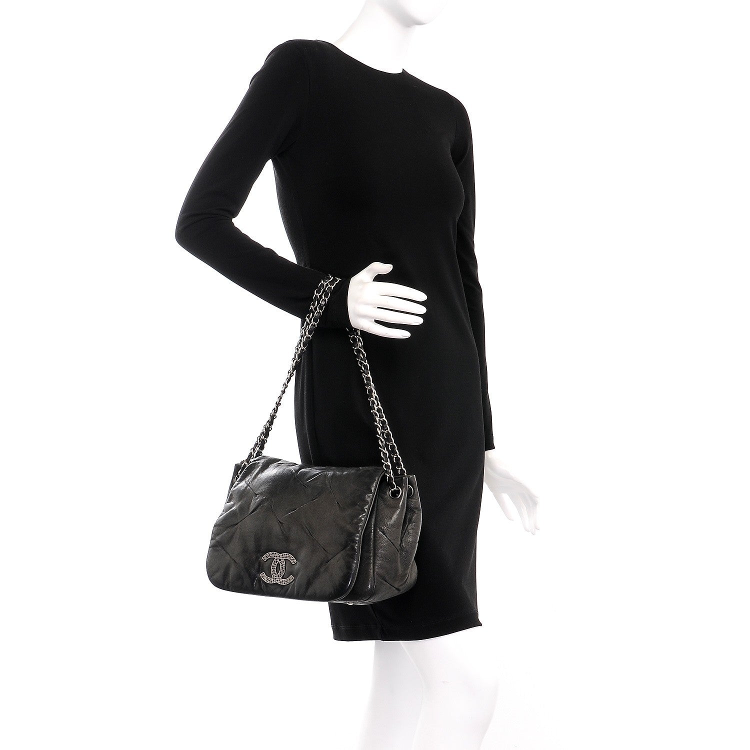Chanel Iridescent Calfskin Glint Accordion Flap Black 2 of 17