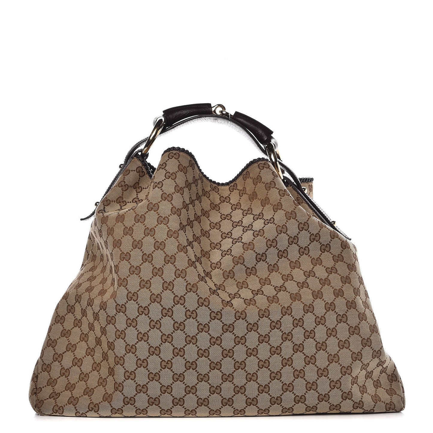 Monogram Large Horsebit Chain Hobo Dark Brown