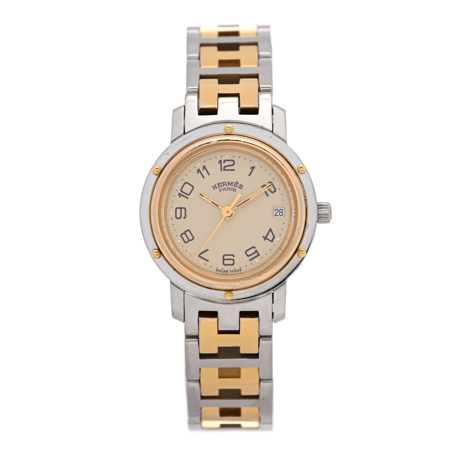 Hermes Stainless Steel 24mm Clipper Quartz Watch Gold 1 of 5