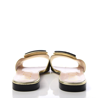 Gucci Metallic Nappa Crystal Square G Madelyn Slide Sandals 39.5 Gold 7 of 11