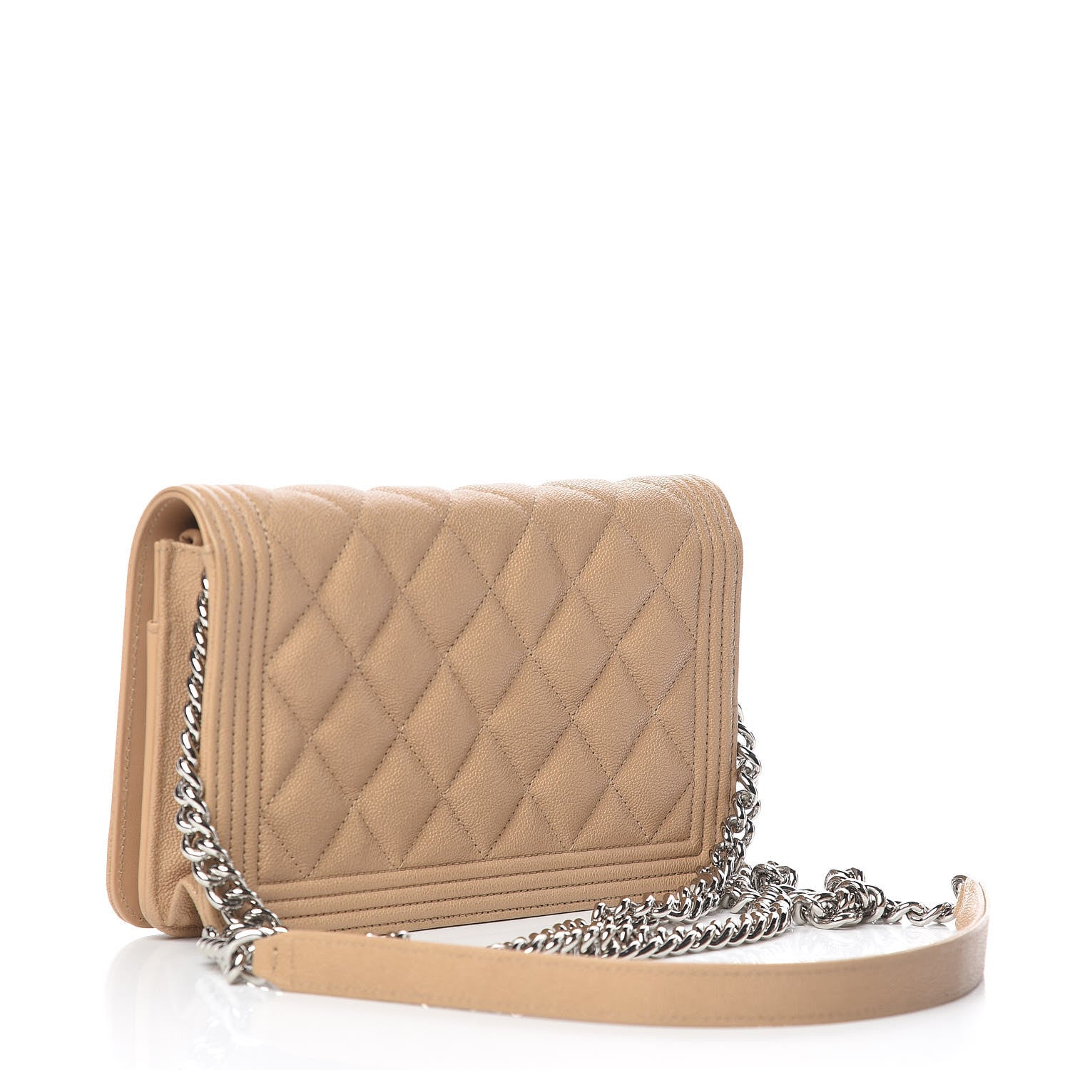 Chanel Caviar Quilted Boy Wallet On Chain WOC Beige 3 of 11