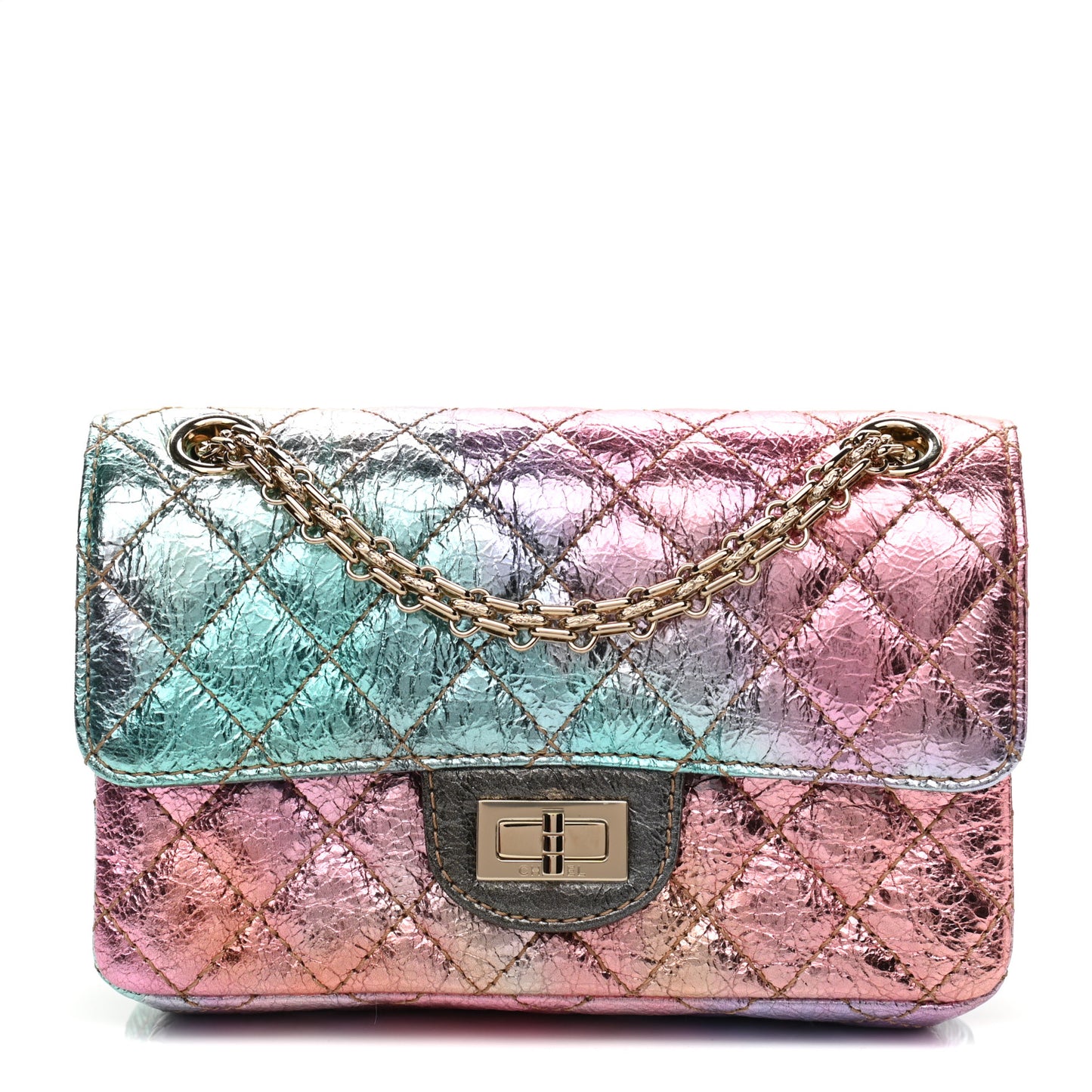 Metallic Goatskin Quilted Mini 2.55 Reissue Flap Multicolor